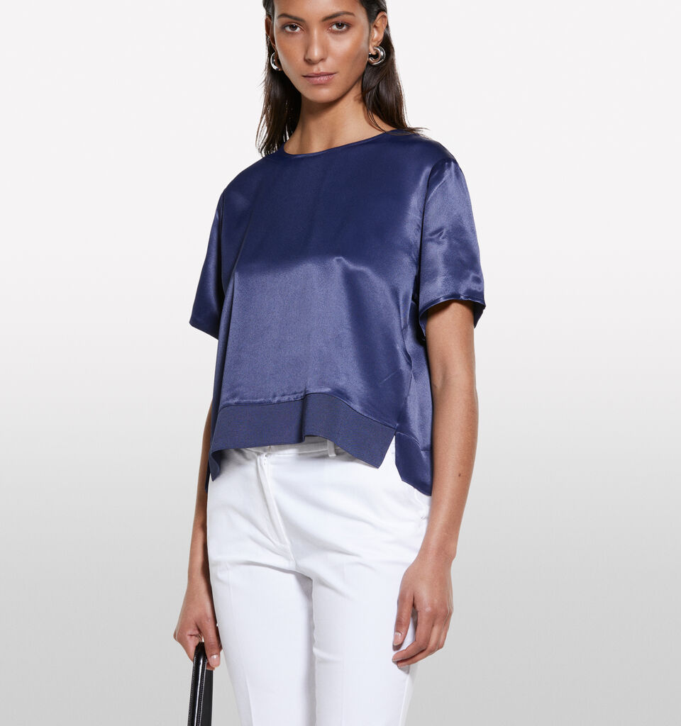 Dark blue satin blouse - women's blouses - Dark Blue | Sisley image number 4